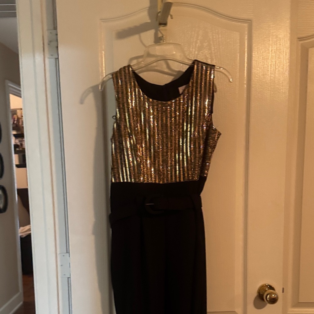 Gold and Black Sleeveless Jumpsuit